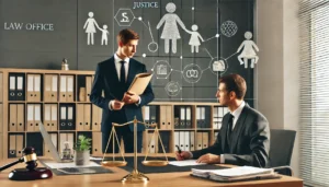 Evlat edinme işlemleri için hukuki destek sürecini yansıtan ofis ortamı